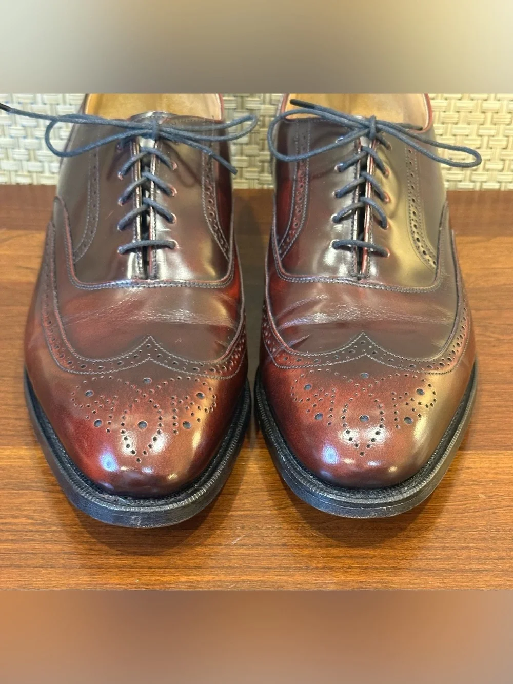 🌟HP🌟VTG 1980s-90s Johnston & Murphy Burgundy Leather Wingtip Oxfords 9 C/A USA